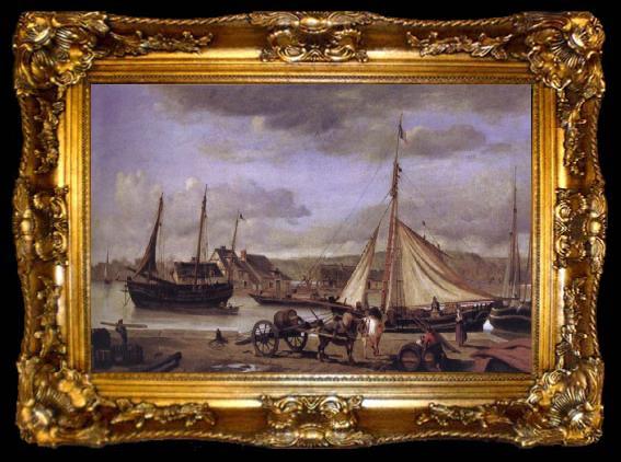 framed  Jean Baptiste Camille  Corot The Merchant-s Quay at Rouen, ta009-2